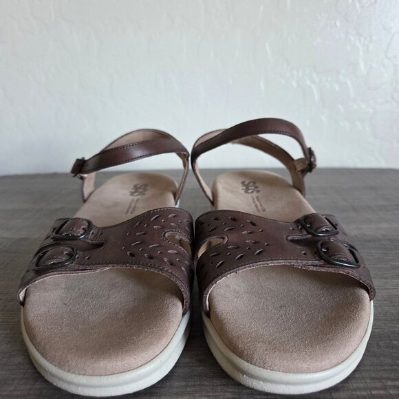 SAS Duo Quarter Strap Leather Sandals Brown Size Women's 8.5 Comfort Adjustable - Picture 2 of 9